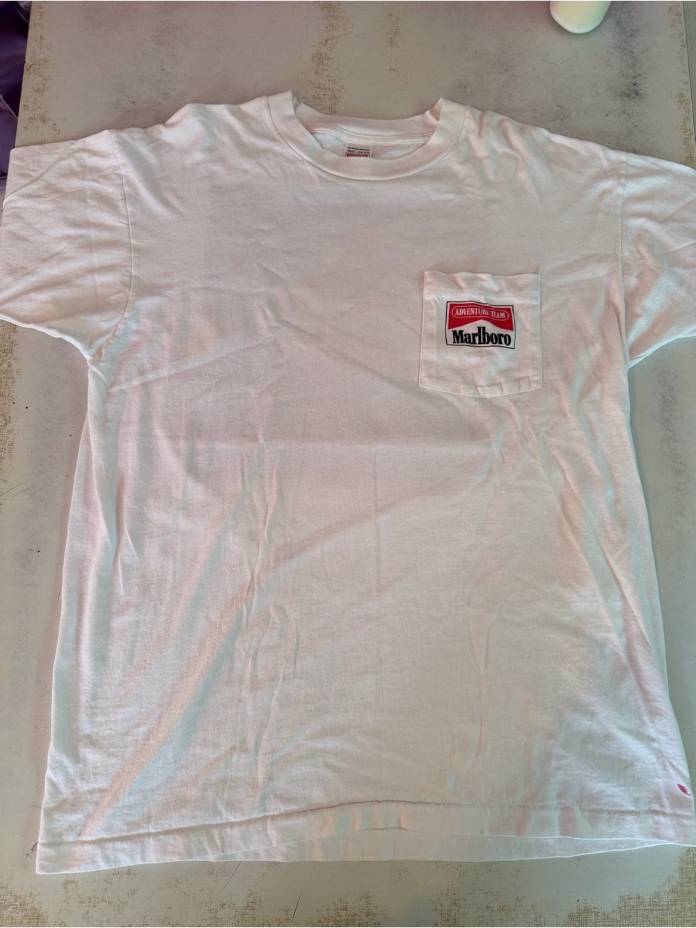 Marlboro White Short Sleeve Pocket Tee with Logo Patch